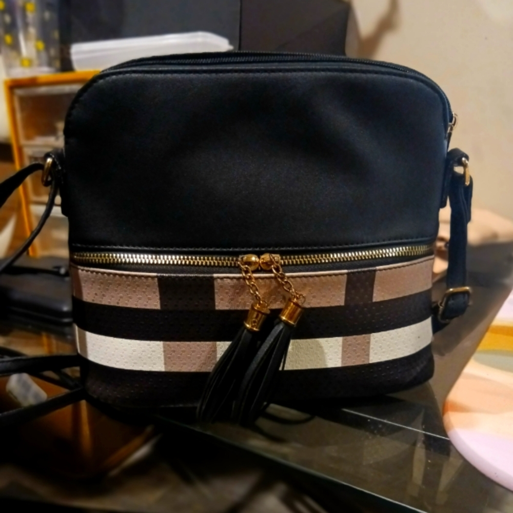 Black and Brown Crossbody Bag (Adjustable)